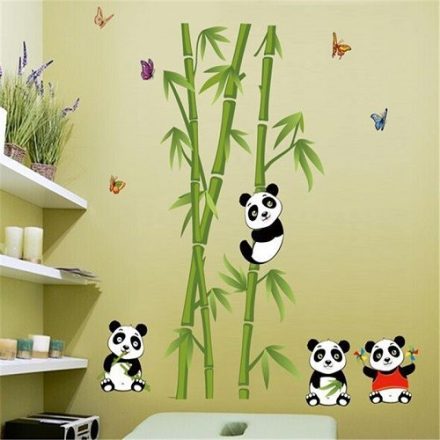 Pandák bambuszokkal, gyerekszoba falmatrica