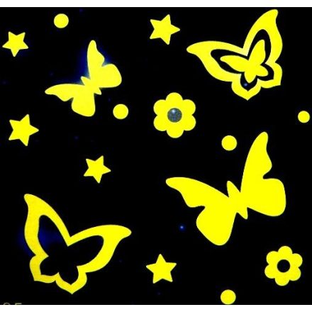 Pillangók, éjjel világító polifoam falmatrica