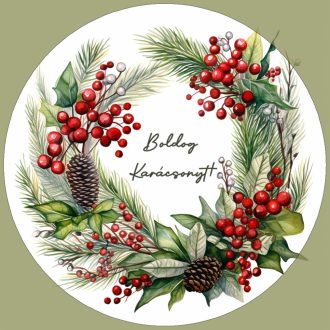 Karácsonyi koszorú fagyallal (4), ablakmatrica