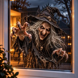   Üvöltő boszorkány, halloween többször használható üzletdekor