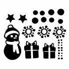 Kis hóember ajándékokkal, ablakmatrica