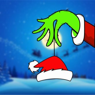   A grinch és a sapka, karácsonyi dekorációs matrica ablakra