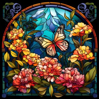 Ólomüveg hatású narancs pillangó csempematrica csomag