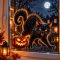 Mérges fekete macska töklámpással, sztatikus halloween kirakatmatrica