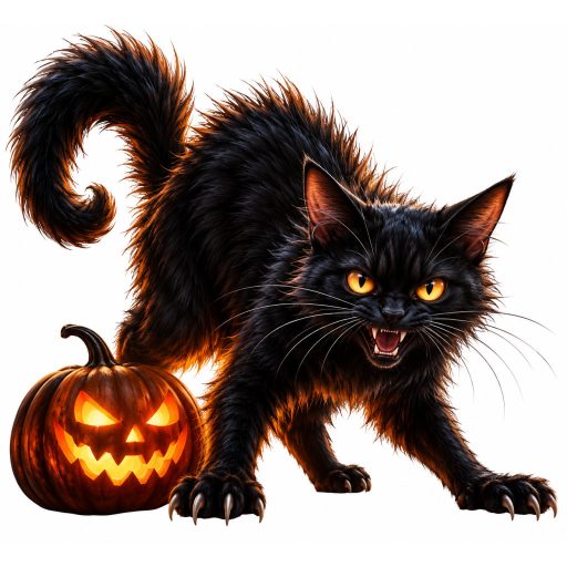 Mérges fekete macska töklámpással, sztatikus halloween kirakatmatrica