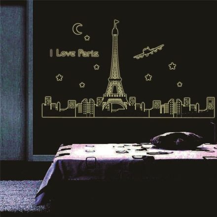 I love glow Paris, éjjel világító falmatrica a Dekoráció Webáruházban