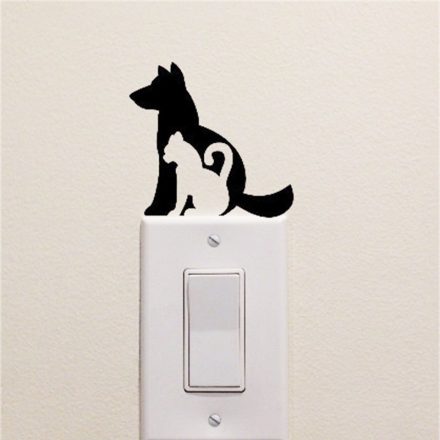 Kutya-cica villanykapcsoló matrica
