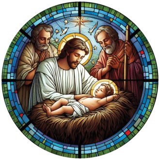   Ólomüveg hatású karácsonyi ablakmatrica, Szenteste éjjele (1)