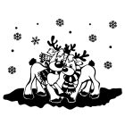 Rénszarvasok összebújva, ablakmatrica gyerekszobába