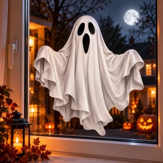   Lebegő lepedőszellem, sztatikus halloween üzletdekoráció