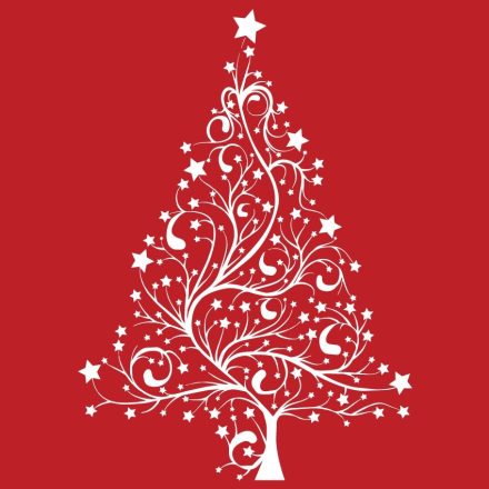 Nonfiguratív karácsonyfa, karácsonyi matrica kirakatra a Dekoráció Webáruház kínálatában