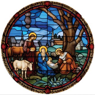   Kis Jézus születése (3), ólomüveg hatású karácsonyi ablakmatrica