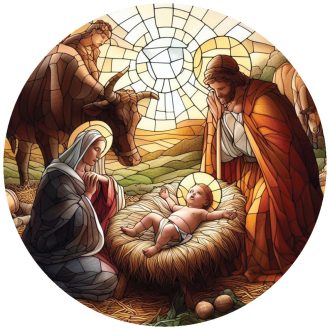   Ólomüveg hatású karácsonyi ablakmatrica, Szenteste éjjele (2)