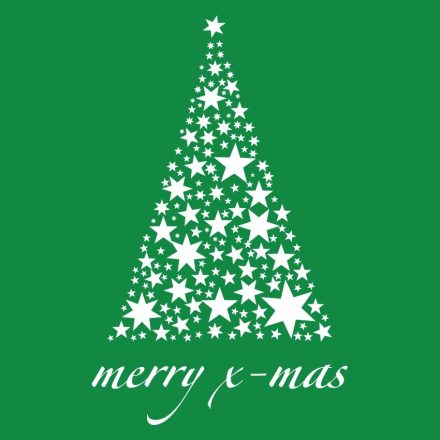 Karácsonyfa csillagokból, karácsonyi matrica kirakatra a Dekoráció Webáruházban