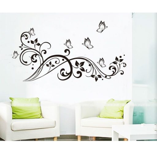 Nonfiguratív minta pillangókkal, falmatrica