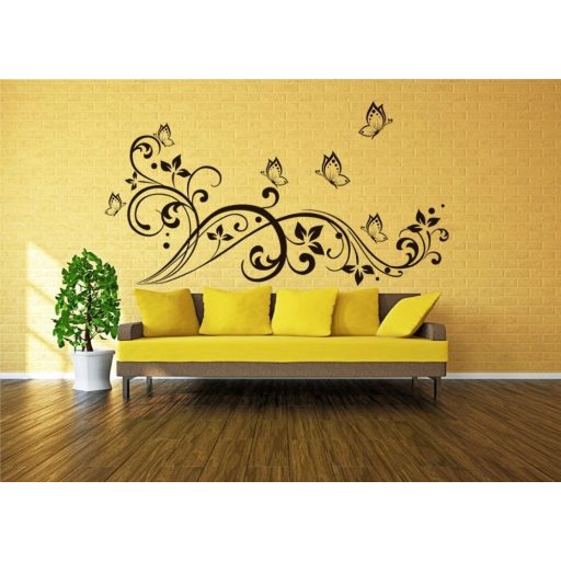 Nonfiguratív minta pillangókkal, falmatrica