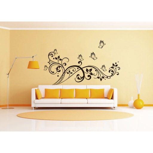 Nonfiguratív minta pillangókkal, falmatrica