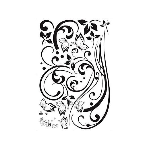 Nonfiguratív minta pillangókkal, falmatrica