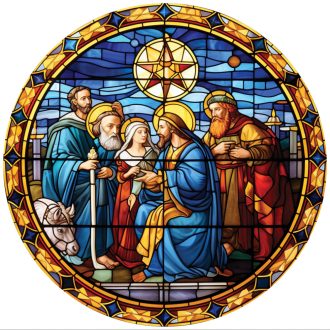   Karácsony este (1), ólomüveg hatású karácsonyi ablakmatrica