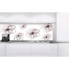 Rajzolt virágok, konyhai matrica hátfal, 180 cm