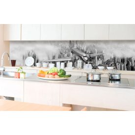   Repülőgép New York felett, konyhai matrica hátfal, 350 cm