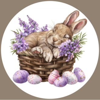 Békésen szunnyadó nyuszi, kirakat matrica