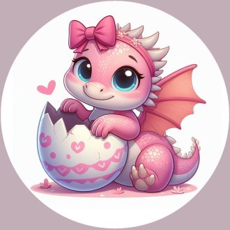 Kis sárkánylány tojással, húsvéti kirakat matrica