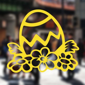 Hímes tojás virágok között, kirakat matrica