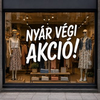 Nyár végi akció, szezonális szöveges kirakatmatrica 
