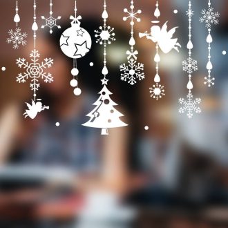   Díszek, nagy karácsonyi dekorációs matrica ablakra vagy kirakatra