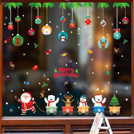 A Mikulás kisvonata, karácsonyi ablakmatrica a Dekoráció Webáruházban