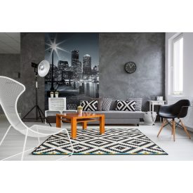   Fekete-fehér éjszakai városkép, poszter tapéta 150*250 cm