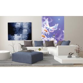   Lila háttér előtt virágok pillangókkal, poszter tapéta 150*250 cm