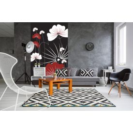 Virágok fekete háttérrel, poszter tapéta 150*250 cm