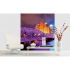 Lila kivilágított híd, poszter tapéta 225*250 cm