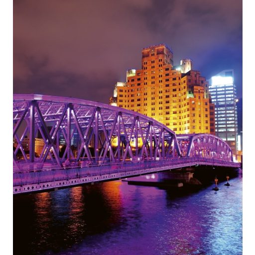 Lila kivilágított híd, poszter tapéta 225*250 cm