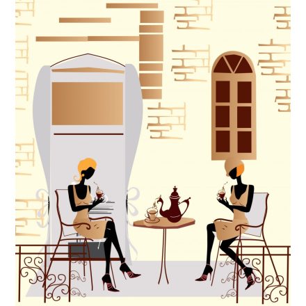 Kávézó nők, poszter tapéta 225*250 cm