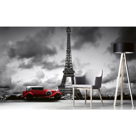 Eiffel-torony piros autóval, poszter tapéta 375*250 cm