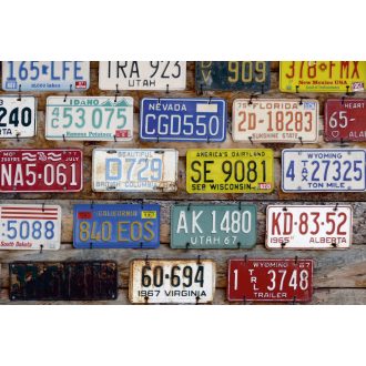 Rendszám táblák, poszter tapéta 375*250 cm