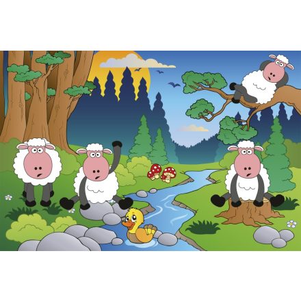 Bárányok az erdőben, poszter tapéta 375*250 cm