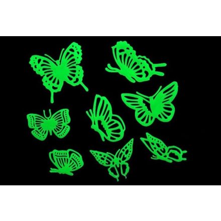 Éjjel világító pillangók, 3D dekoráció