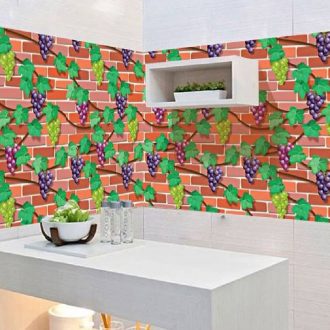   Szőlővel futtatott téglafal, 3D hatású öntapadós tapéta
