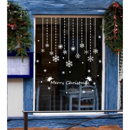 Függő hópelyhek, karácsonyi kirakat- és ablakmatrica a Dekoráció Webáruházban